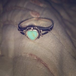 Dainty genuine silver genuine turquoise heart ring